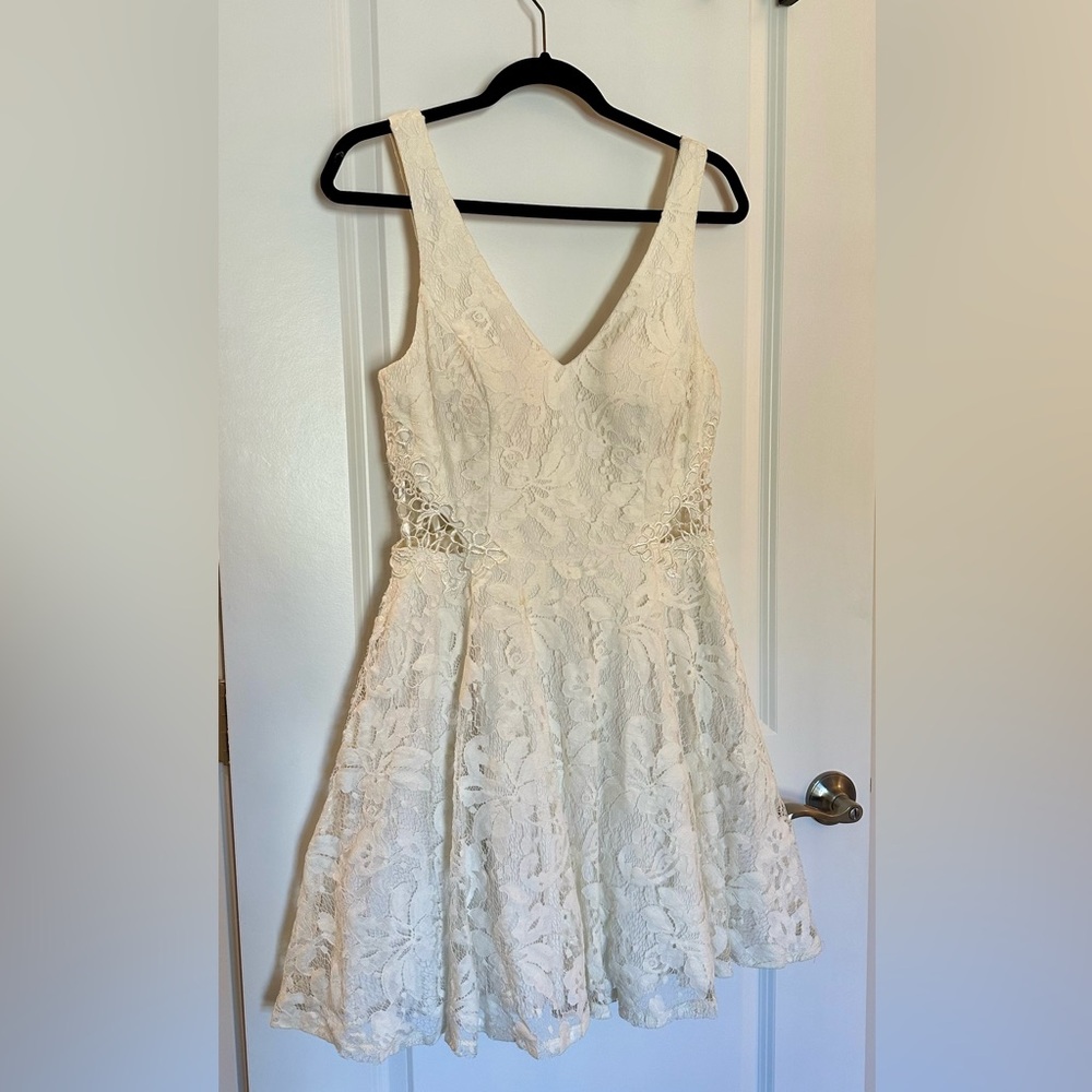 White lace cutout minidress